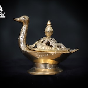 Brass Dhoop Dani, 16CM Brass Loban Lamp, Brass Loban Burner, Brass Agarbatti stand, Brass Incense for temple, pooja, office, Reception, Gift