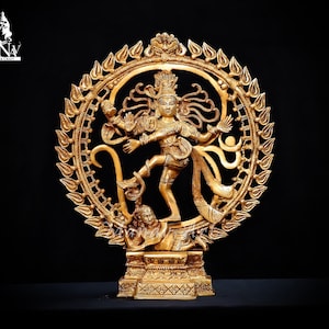 Large Brass Nataraj Statue: Dancing Shiva, Hindu Decor (43 CM)