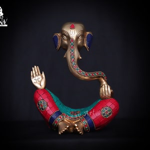 Brass Ganesha Statue, 20 CM Brass Ganesh idol, Brass Ganesha figure, Abstract Ganesha for Home, Decor, Office, corner, gifts.