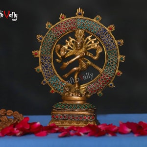 Brass Nataraj idol, 20 CM Brass nataraj statue, Dancing Shiva, Rudra Shiva, Nataraj for Temple, Home, Decor, Office, corner, gifts.