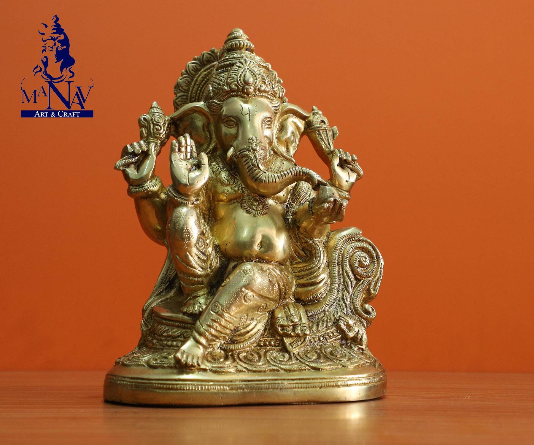 真鍮製ガネーシャ像：ターコイズ象嵌入り10インチガネーシャ像 - Etsy 日本