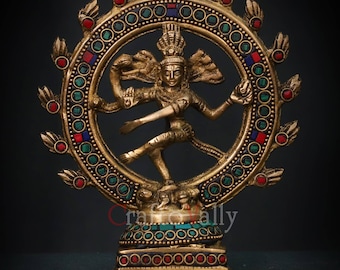 Brass Natraj statue, 15 CM Dancing Shiva Idol, Rudra Shiva Figurines, Natraja Statue, Nataraj for Home, Temple, office, decor, Pooja, Gifts.