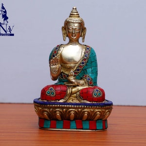 Brass Buddha statue, 18 CM brass Buddha Idol, Buddha Figurine, Buddha Sculpture, Buddha For Home, Table, Corner, Office, Decor, Gifts.
