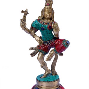 Brass Ardhnarishvara statue, 30CM Ardhnareshwar Statue, Lord Shiva Goddess Parvati, Half shiva Half Parvat for Temple, Corner, Home, Gifts.