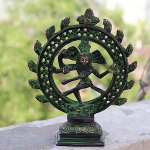 Brass Nataraj statue, 15 CM Nataraj Idol, Antique Nataraj, Dancing shiva figurine, Nataraj sculpture for Temple, Pooja, decor, office, Gifts