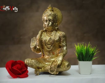 Brass Hanuman Statue 28CM - Balaji Maharaj - Monkey God Decor