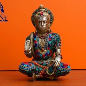 Brass Hanuman statue- 28CM Brass Hanuman statue, Hanuman Idol, Lord Hanuman figurine, Hanuman statue for Temple, House, Decor, Pooja, Gift