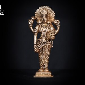 Brass Lord Dhanvantari Statue: Hindu God of Ayurveda (14 CM)
