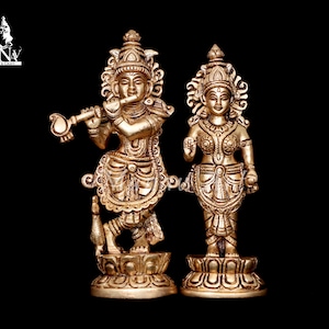 Radha Krishna statue, 17.5 CM Brass Radha Krishna idol, Radha Krishna Alter, Radha Krishna for Home, Temple, Office, Entrence, Gifts, Puja.