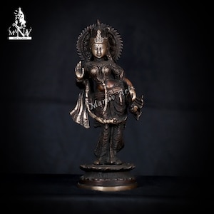 Brass Goddess Radha Statue - Hindu Idol for Home Decor (26 CM)