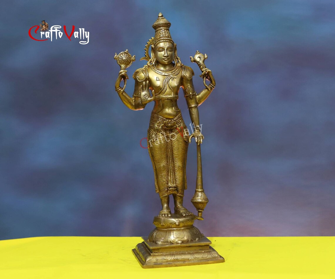 Lord Vishnu Statue 50 CM Big Size Brass Vishnu Narayan Ji Etsy