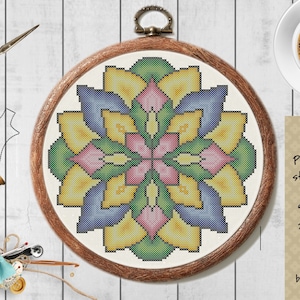 Lotus Floral mandala Cross stitch pattern Instant PDF Download