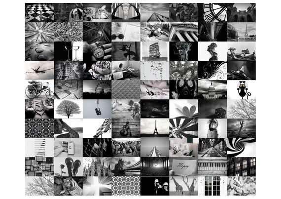 80 Pcs Black-and-white Collage 6x4 Kit Digital | Etsy