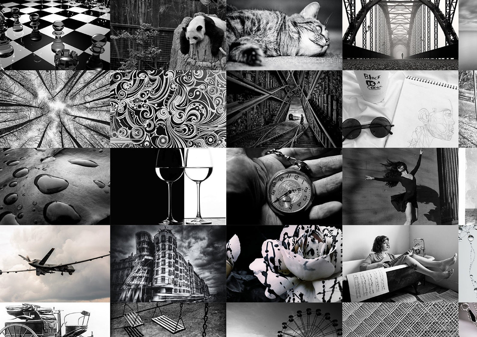 80 Pcs Blackandwhite Collage 6x4 Kit Digital Etsy