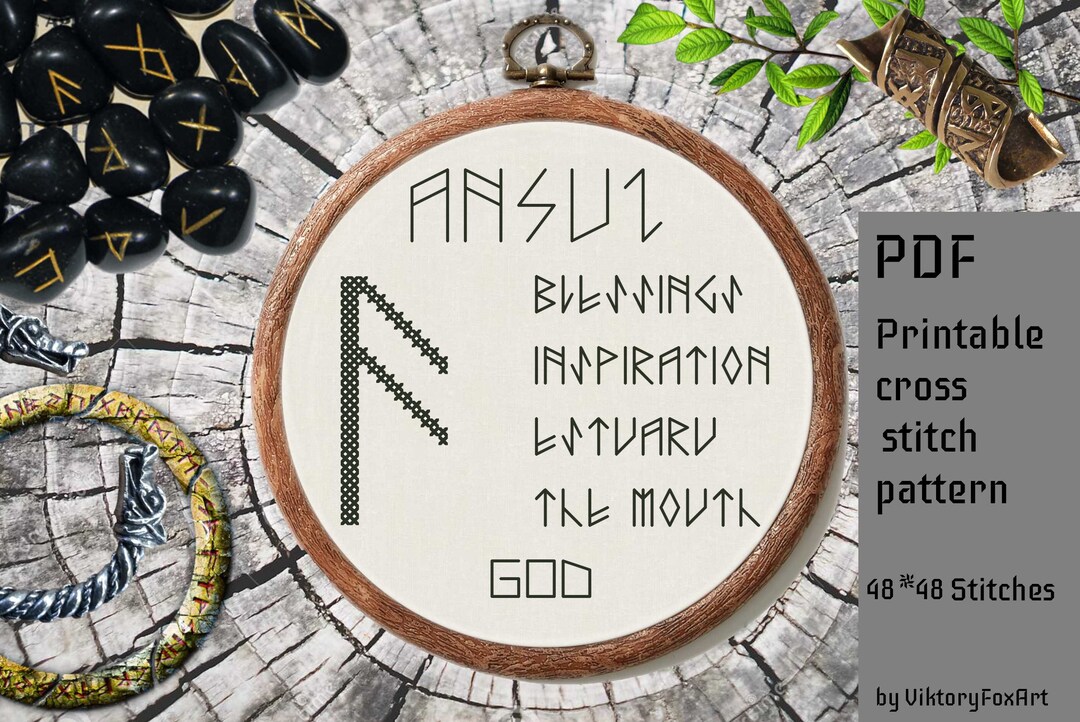 ansuz-elder-futhark-rune-cross-stitch-pattern-instant-pdf-download-etsy