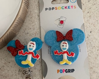 Forky badge reel/ Forky Popsocket/ Disney Popsocket/phone grip