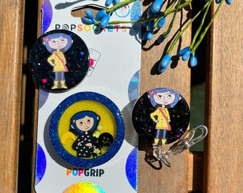 Coraline/ Badge reel / phone grip