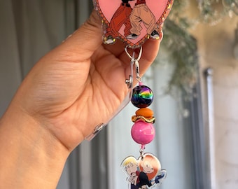 Cute badge reel with matching beaded set