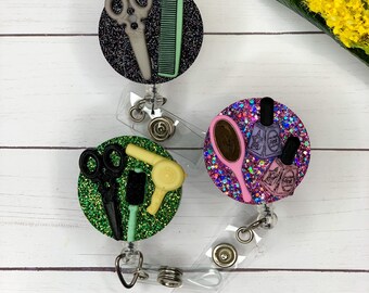 Hair tools Badge Reel/ Hair stylist Badge Reel ID holder/ Hair stylist / Hair tools