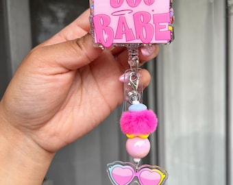 Cute badge reel with matching beaded set