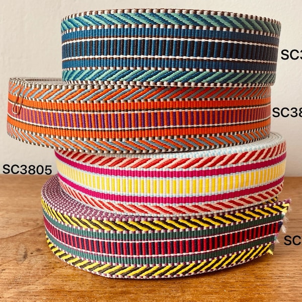 Multicolored woven webbing 38mm sold by 1m