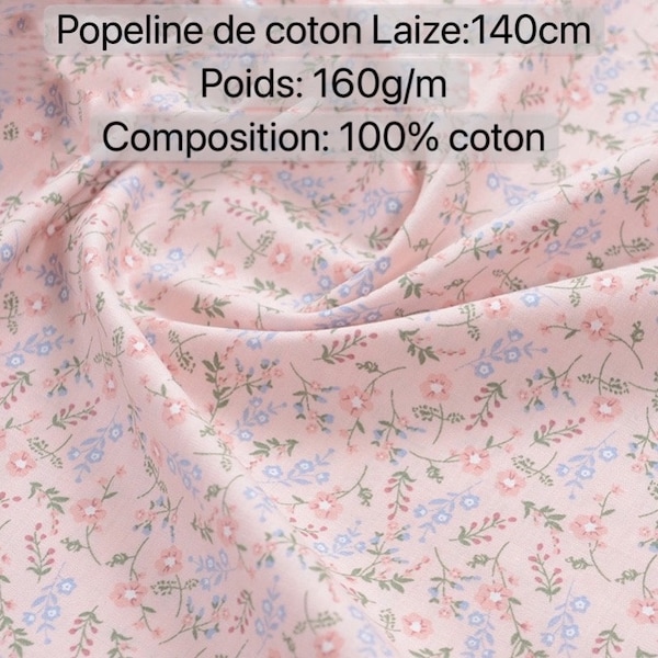 Tissu fleuri style Liberty en popeline de coton