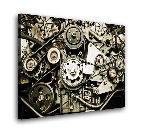 Car Parts Wall Art Auto Parts Photo Black and White Canvas Etsy