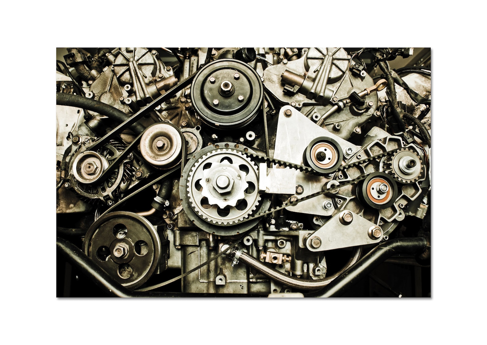 Car Parts Wall Art, Auto Parts Photo, Black and White Canvas, Car Lover