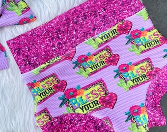 Conjunto Bless Your Heart Bummie, conjunto para bebé niña con lazo
