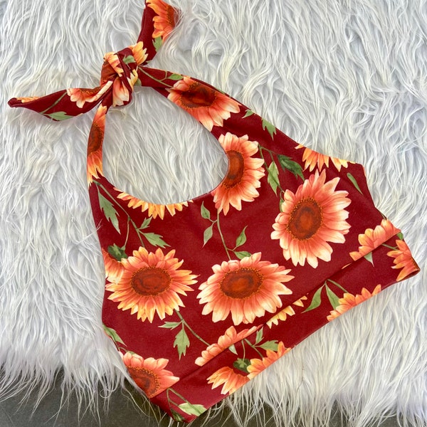 Sunflower Halter Top/Baby Girl Halter Top/Baby Halter Top/Girls Crop Top/Summer Top/Girls Fashion Top/Retro Halter Top/Sunflower Baby