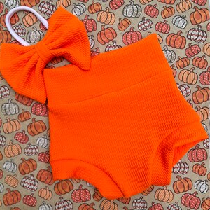 Fluorescent Orange Halloween Baby Bummie Outfit, Halloween Baby Girl Bummies, Boy Bummies, High Waisted Bummies, Shorts, Birthday Bummies,