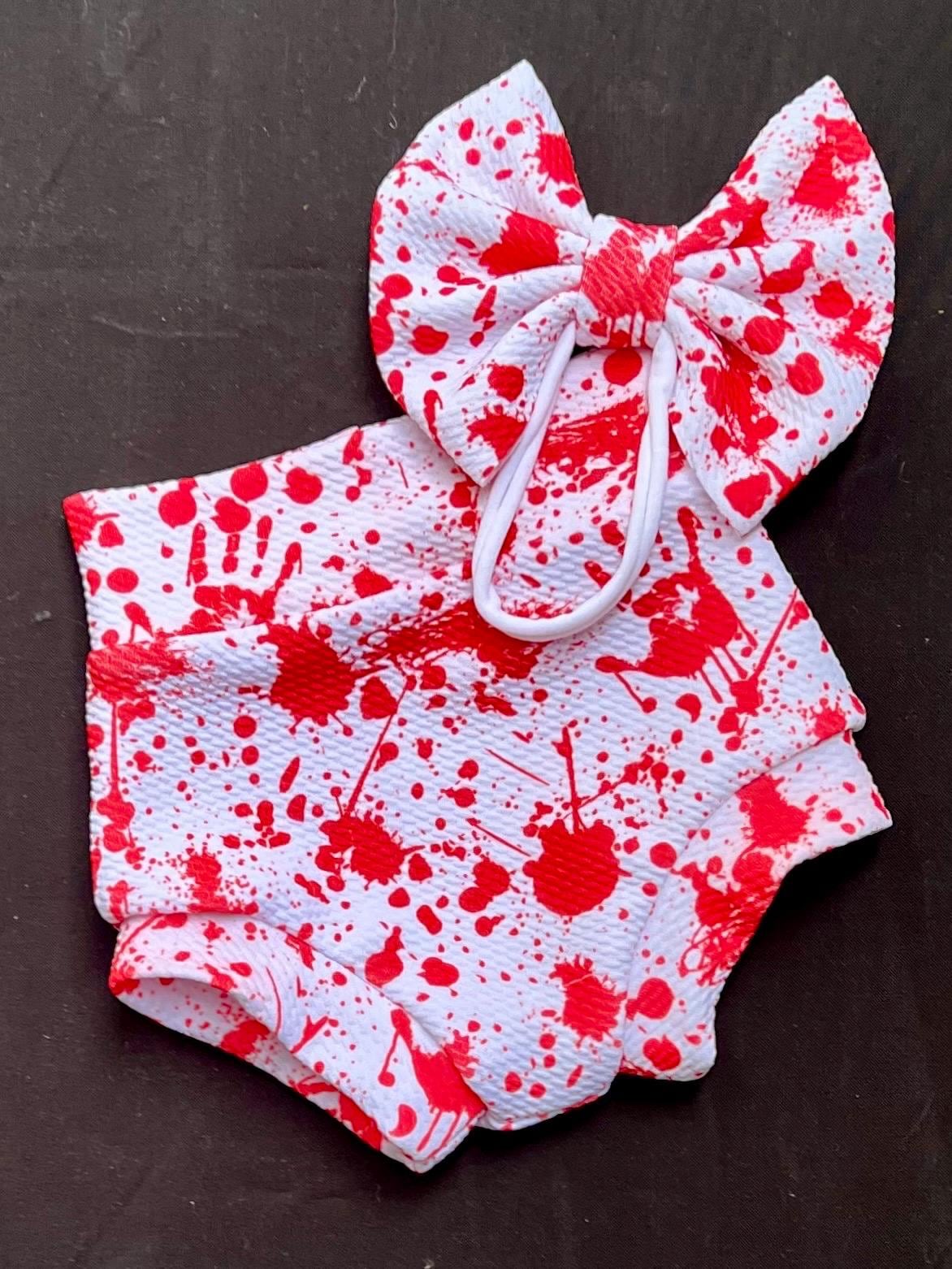 Bloody Handprint Baby Bummies/Halloween Bummies/Baby Shorts/Splatter Baby Bummies/Gender Neutral Baby Bummies/Shorts/Shorties/Diaper Cover