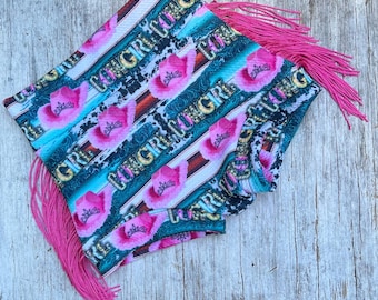 Conjunto de bebé niña estilo vaquera con flecos rosas