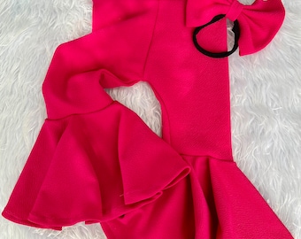 Hot Pink Baby Bell Bottoms: High-Waisted Flare Leg Pants