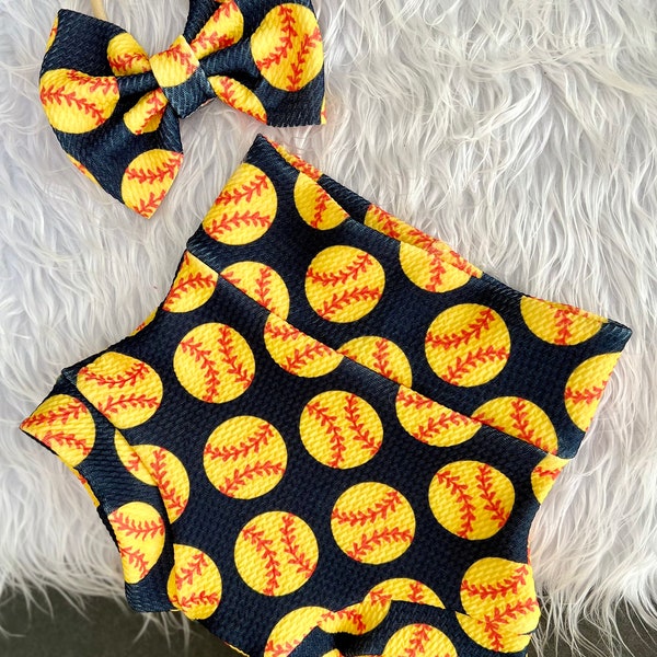 Baby Boy Softball Bummie/Baby Girl Softball Bummie/Bummies/Shorts/ Shorties/Baby Softball Set/Baby Girl Softball Outfit/Boy Softball Outfit