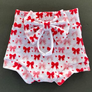 Baby Girl Red and Pink Bows Bummie Outfit/Coquette Bow Bummies/Baby Bows Outfits/Coming Home Outfits/Bummies/Shorts/Shorties/Diaper Covres