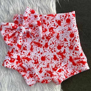 Bloody Handprint Baby Girl Bummies/Halloween Bummies/Baby Shorts/ Splatter Baby Bummies/Baby Bummies/Shorts/Shorties/Baby Bottoms/Bummies