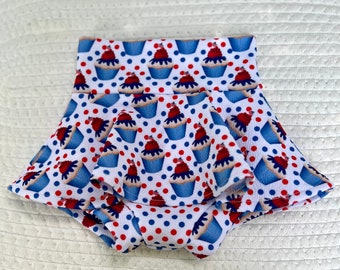 4th of July Baby Girl Bummie/Independance Day Bummie/ Skirted Bummie/4th of July Fringed Bummies/USA/Baby Red White and Blue Bummie/Shorts
