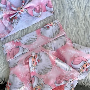 Baby Mädchen Bummie Bummie Bummie und Headwrap rosa/Baby Mädchen Nikolaus Outfit/Baby Mädchen Bummies/Weihnachtskleidung Bummies/Baby Trikot