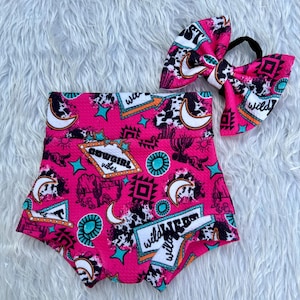 Wild West Cowgirl Vibes Bummies/Baby Girl Pink Western Bummies/Aztec Bummies/Rodeo Print Bummies/Western Boho Bummies/Country Baby Bummies