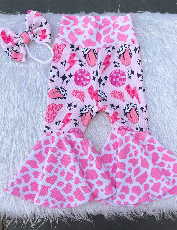 Baby Disco Cowgirl Pants With Pink Cow Print Bells cow Bell Bottoms disco Cowgirl Outfit western Bell Bottoms flare Bell Bottoms girl Pants Etsy Australia