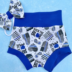 Back The BLUE Bummie, Thin Blue Line Bummie, Law Enforcement Bummie, Bummie And Bow, Baby Bummies, Shorts, Diaper Cover, Bloomers,
