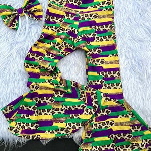 Baby Girl Mardi Gras Outfit/Baby Mardi Gras Bell Bottoms/First Mardi Gras/Mardi Gras Bell Bottoms Flares/Purple, Green and Gold/Mardi Gras