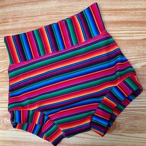 Bright Mexican Stripe Bummies/Serape High Waisted Bummies/Taco Tuesday Birthday/Baby Girl/Boy Bummies/Serape Birthday/Serape Baby Outfit