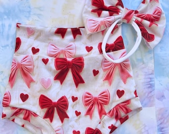 Conjunto de bebé niña con lazo rojo y rosa, shorts Coquette, ropa para la salida del hospital.