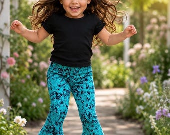Toddler Touquise Flare Leg Pants-Bell Bottoms-Flare Bells-Hippie-BoHo Leggings-Toddler-Baby Girls Pants-Retro-Disco-Cow Print-Western-Rodeo