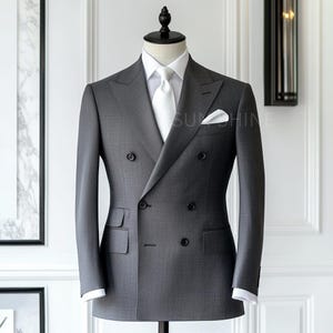 Luxus-DARK GREY Farbe Zweireiher Slim Fit 2-teiliger Anzug für Männer, Bräutigam und Groomsmen Anzug & Hochzeit, Premium Maßanzug am besten für Männer
