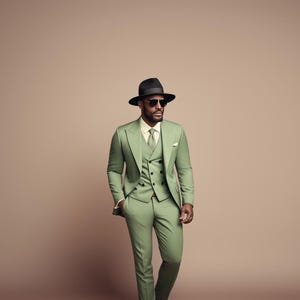 Light Veg Green 3-Piece Suit: Slim Fit Wedding Suit for Men