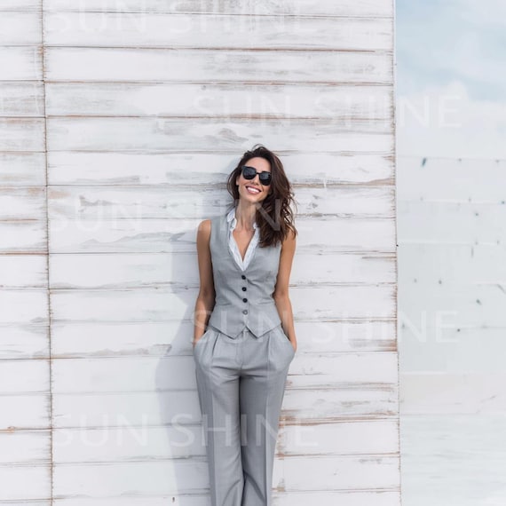 grey dress pants and vest Grey Suit Separate Vests Suits