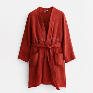 Linen Robe, Linen Bath Robe, Soft Linen Relax Wear, Linen Kimono Robe Lightweight and Comfort Thin Stylish Loungewear, Best Gift for Unisex